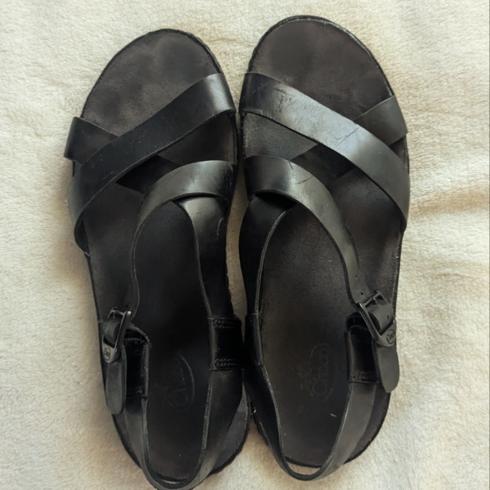 Chaco Women's Black Strappy Leather Sandals
